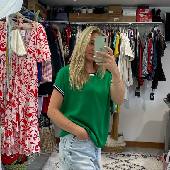 hush Tops - HUSH ladies top cap sleeve emerald green loose batwing Uk size 8 stretch edge